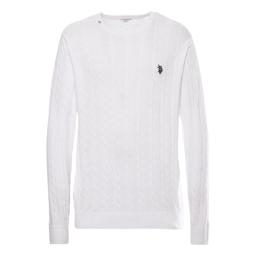 Maglia girocollo a treccia in cotone da uomo U.S. Polo Assn | US41173016100